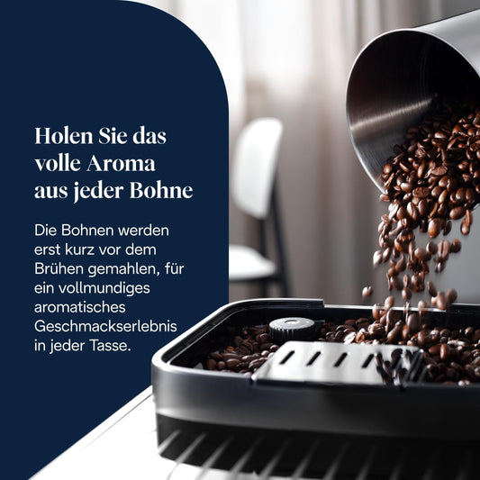 Magnifica Evo (ECAM292.81.B) - Perfetto Kaffeevollautomat mit LatteCrema-Milchaufschäumer,7 One-Touch-Getränke,Espresso Kaffeemaschine,Soft-Touch-Bedienfeld,Schwarz