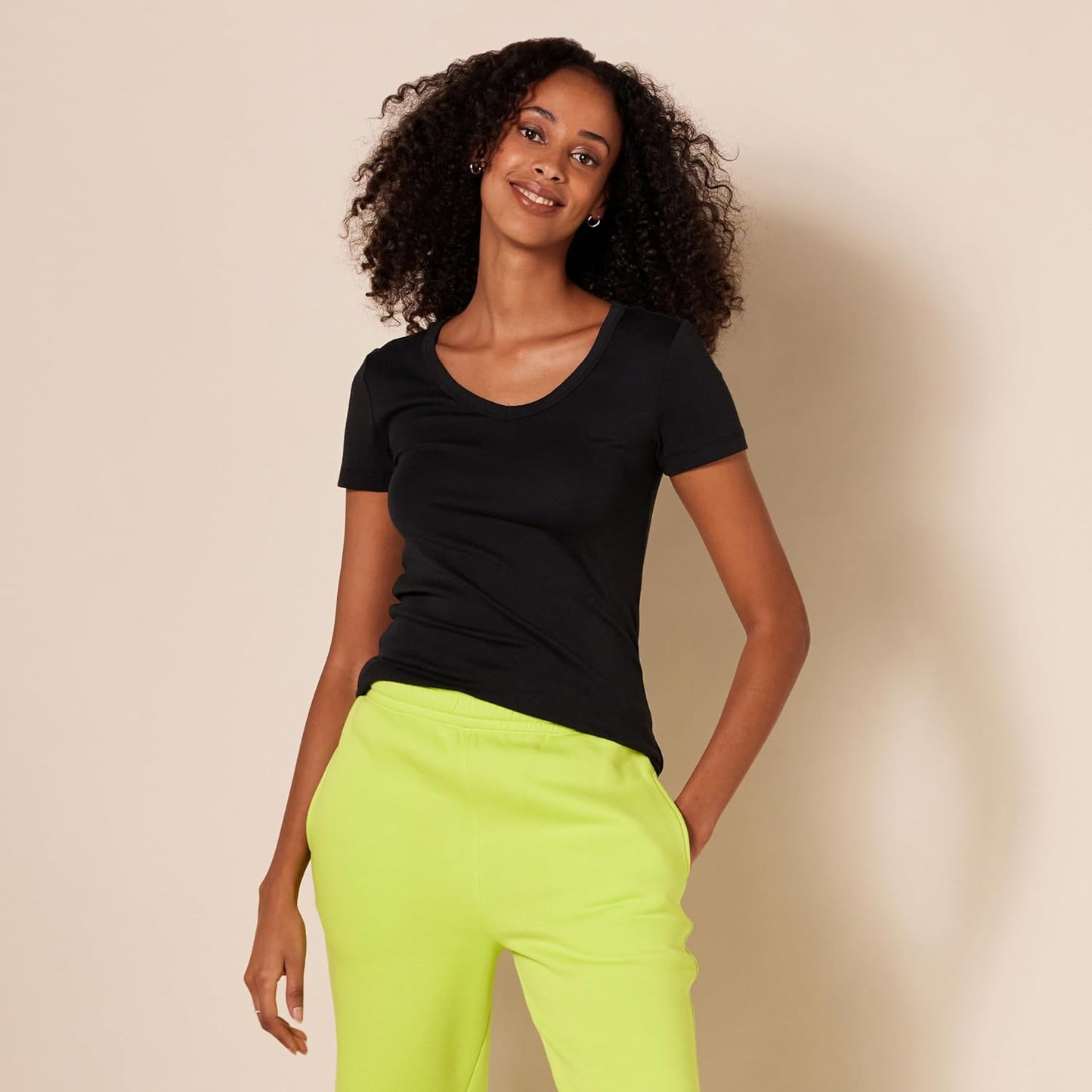 Women's Slim-Fit Short-Sleeve V-Neck T-Shirt, Pack of 2