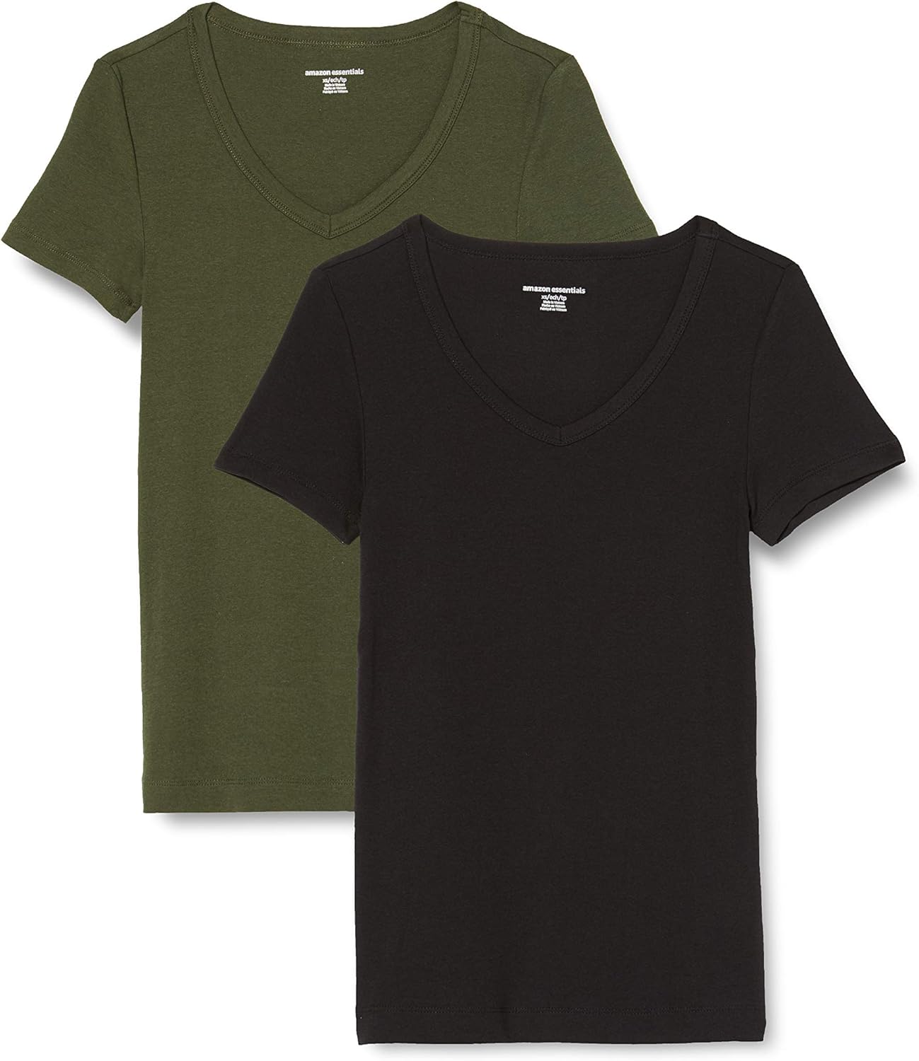 Women's Slim-Fit Short-Sleeve V-Neck T-Shirt, Pack of 2