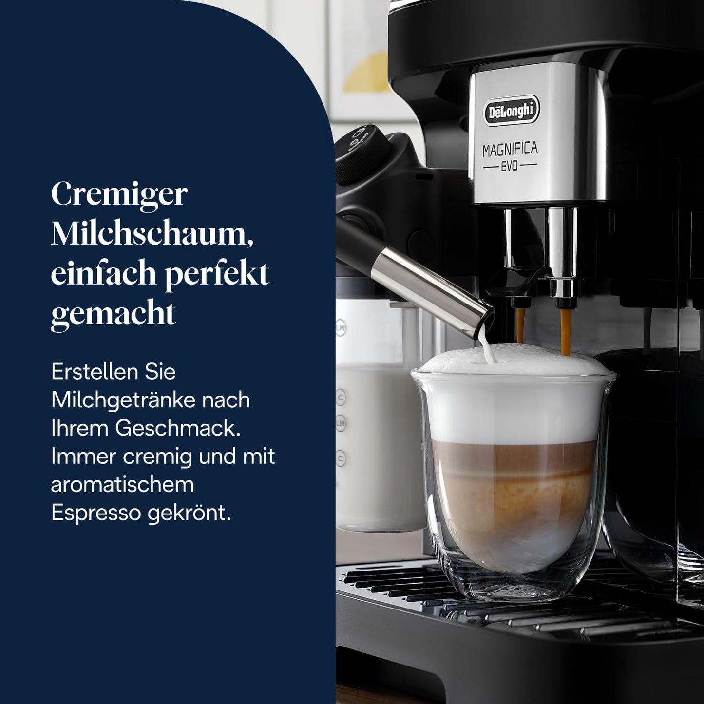 Magnifica Evo (ECAM292.81.B) - Perfetto Kaffeevollautomat mit LatteCrema-Milchaufschäumer,7 One-Touch-Getränke,Espresso Kaffeemaschine,Soft-Touch-Bedienfeld,Schwarz