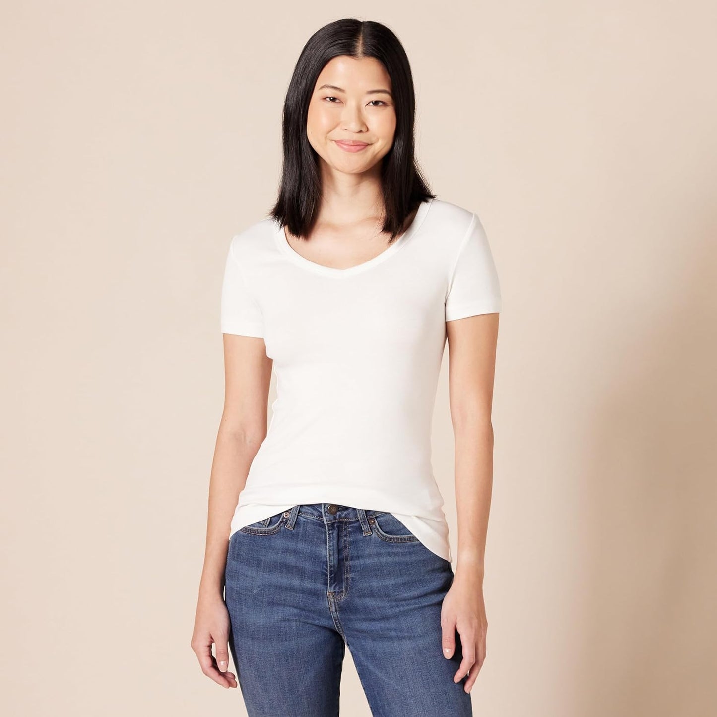 Women's Slim-Fit Short-Sleeve V-Neck T-Shirt, Pack of 2