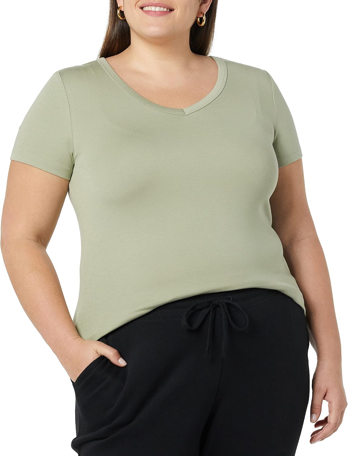 Women's Slim-Fit Short-Sleeve V-Neck T-Shirt, Pack of 2