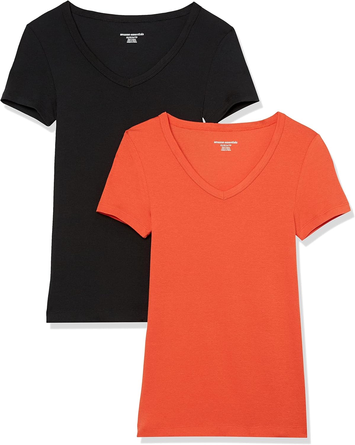 Women's Slim-Fit Short-Sleeve V-Neck T-Shirt, Pack of 2