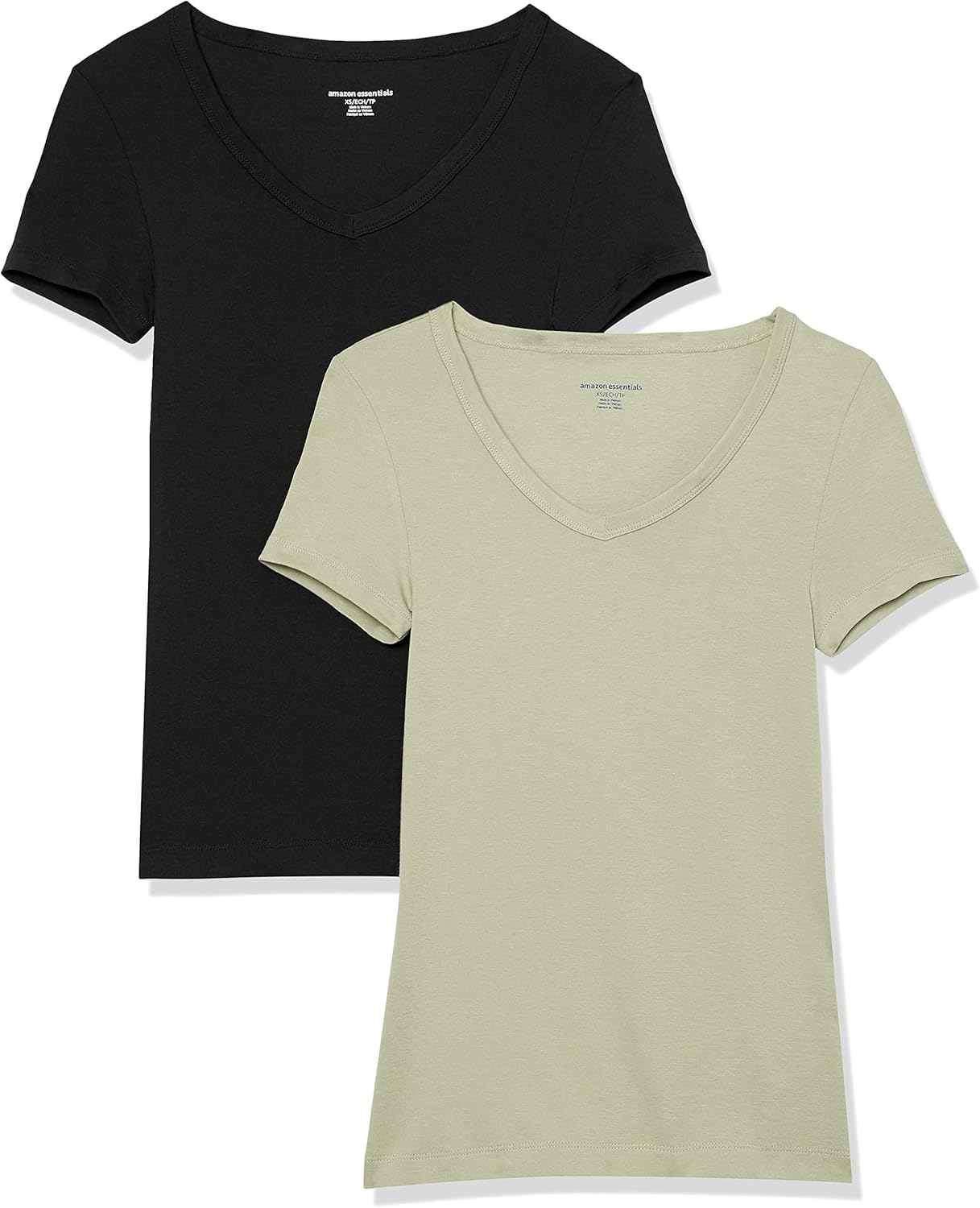 Women's Slim-Fit Short-Sleeve V-Neck T-Shirt, Pack of 2