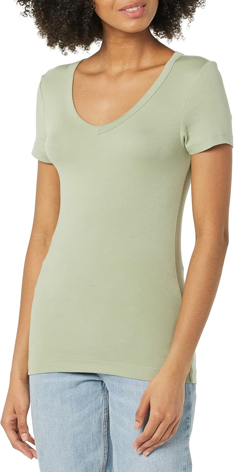 Women's Slim-Fit Short-Sleeve V-Neck T-Shirt, Pack of 2