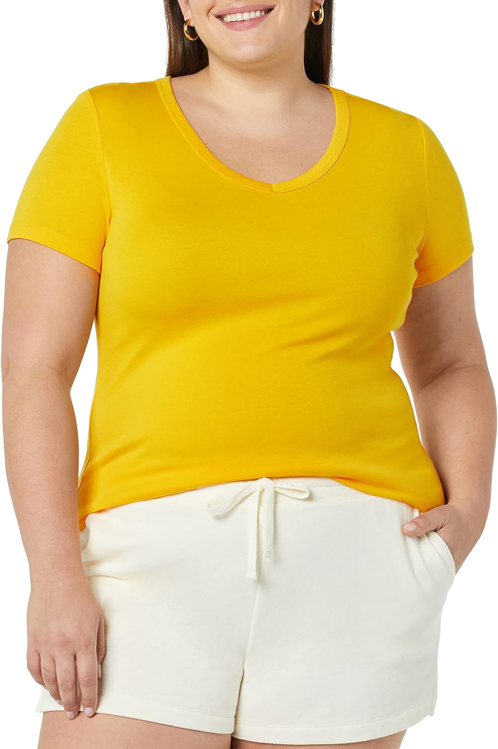 Women's Slim-Fit Short-Sleeve V-Neck T-Shirt, Pack of 2