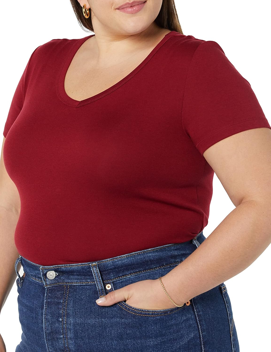 Women's Slim-Fit Short-Sleeve V-Neck T-Shirt, Pack of 2