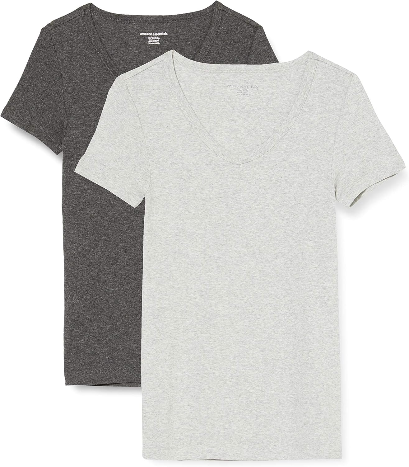 Women's Slim-Fit Short-Sleeve V-Neck T-Shirt, Pack of 2