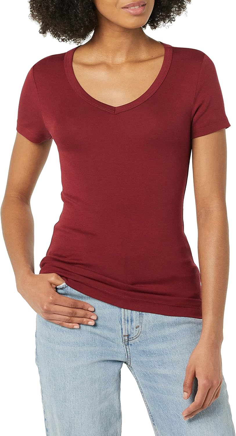 Women's Slim-Fit Short-Sleeve V-Neck T-Shirt, Pack of 2