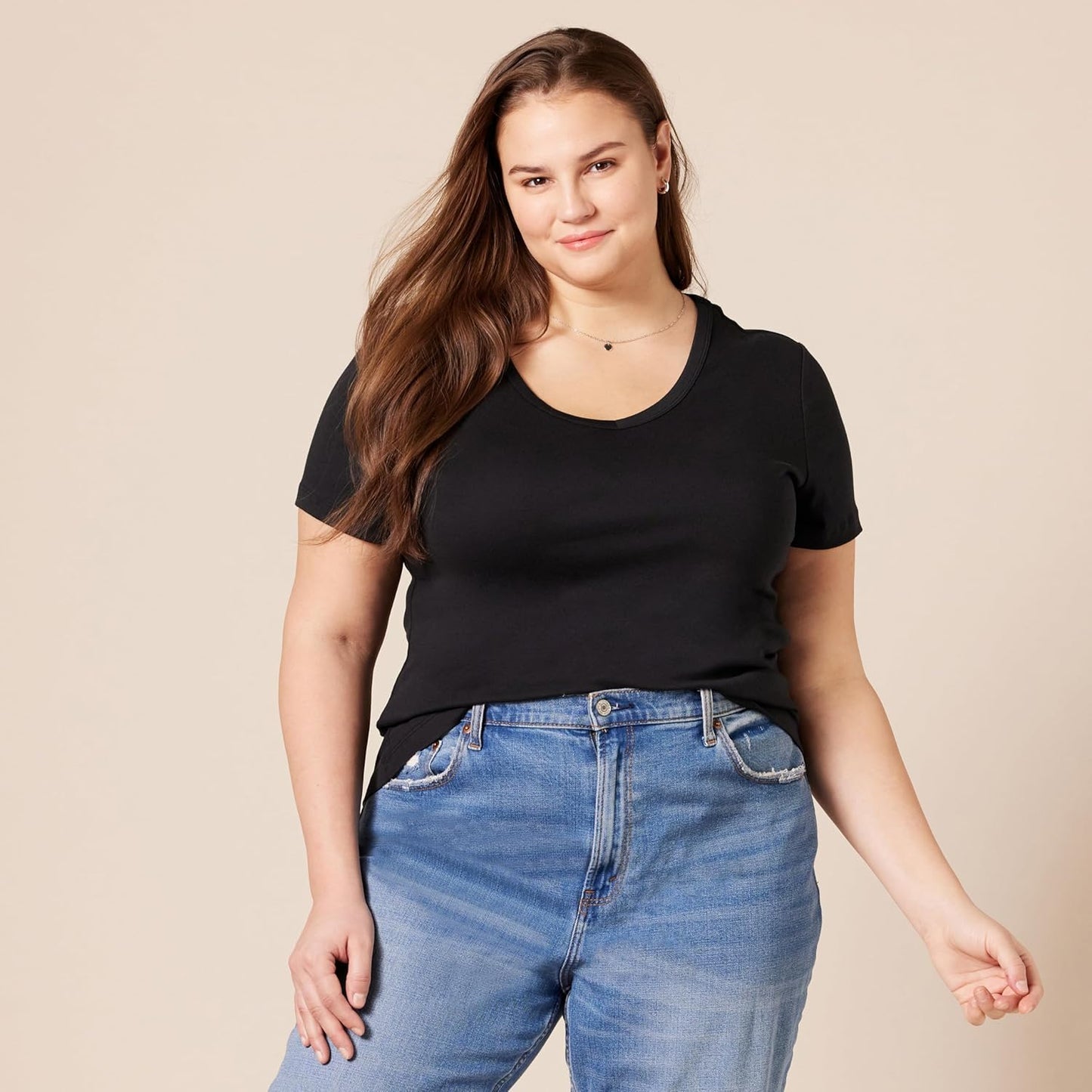 Women's Slim-Fit Short-Sleeve V-Neck T-Shirt, Pack of 2