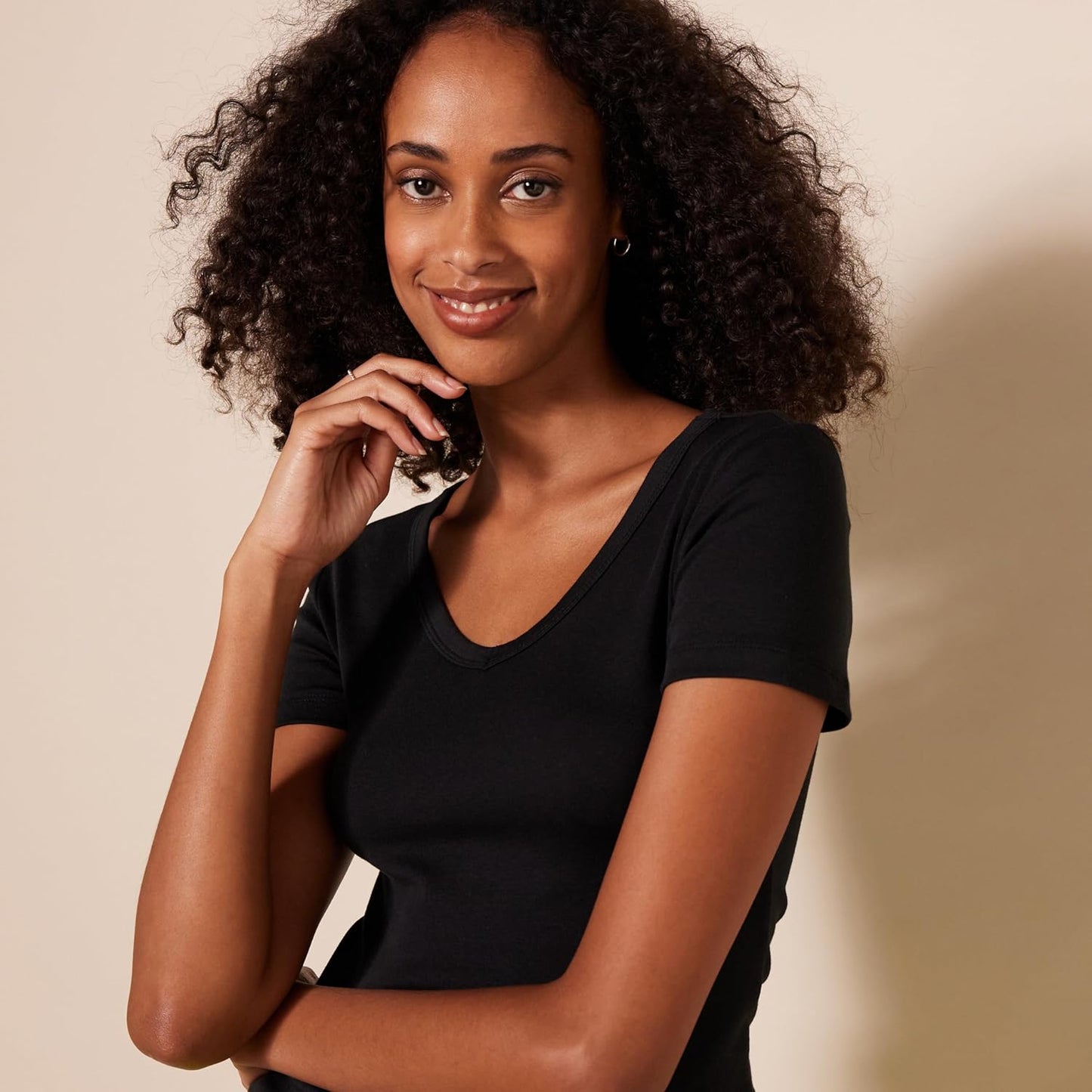 Women's Slim-Fit Short-Sleeve V-Neck T-Shirt, Pack of 2