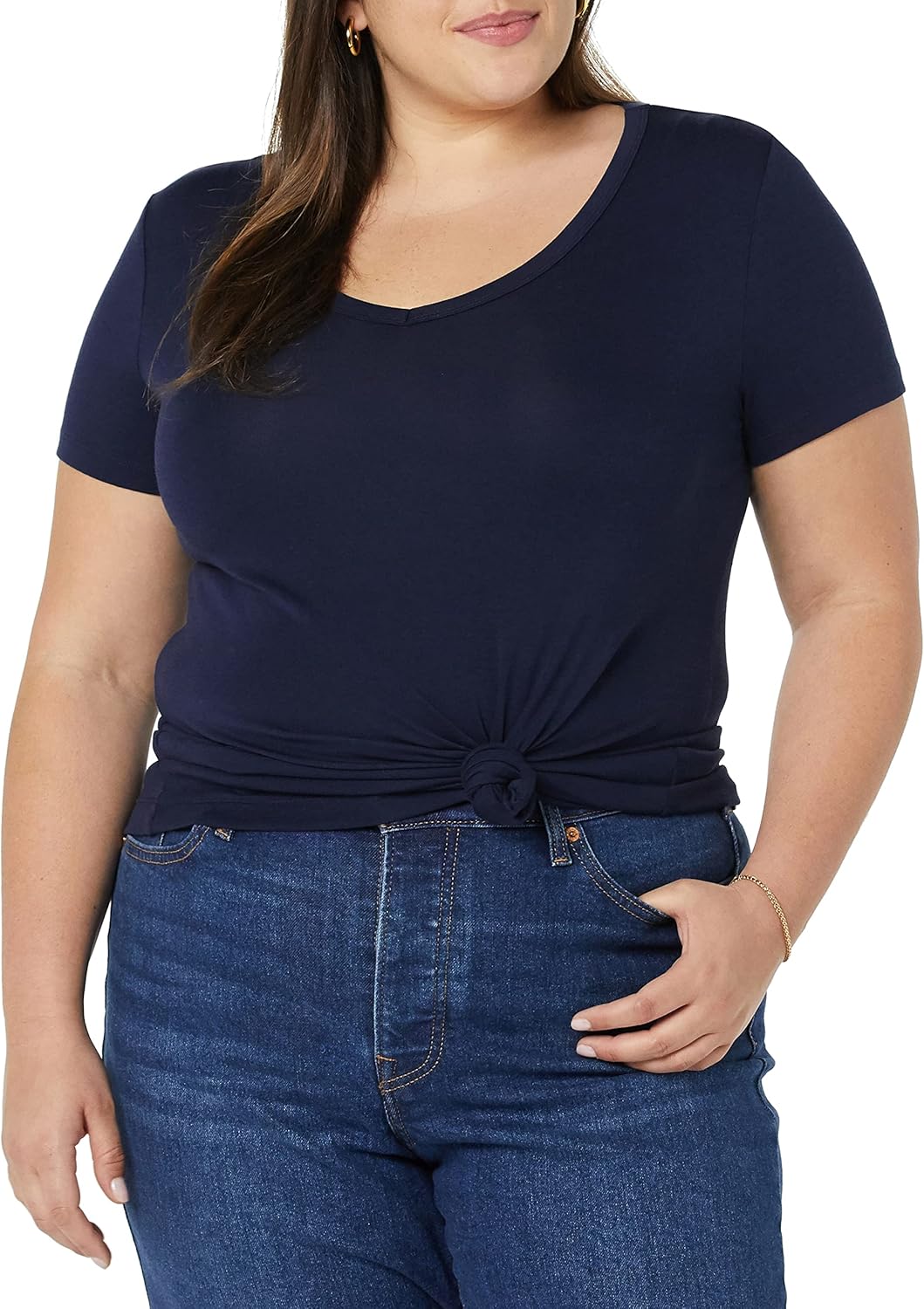 Women's Slim-Fit Short-Sleeve V-Neck T-Shirt, Pack of 2