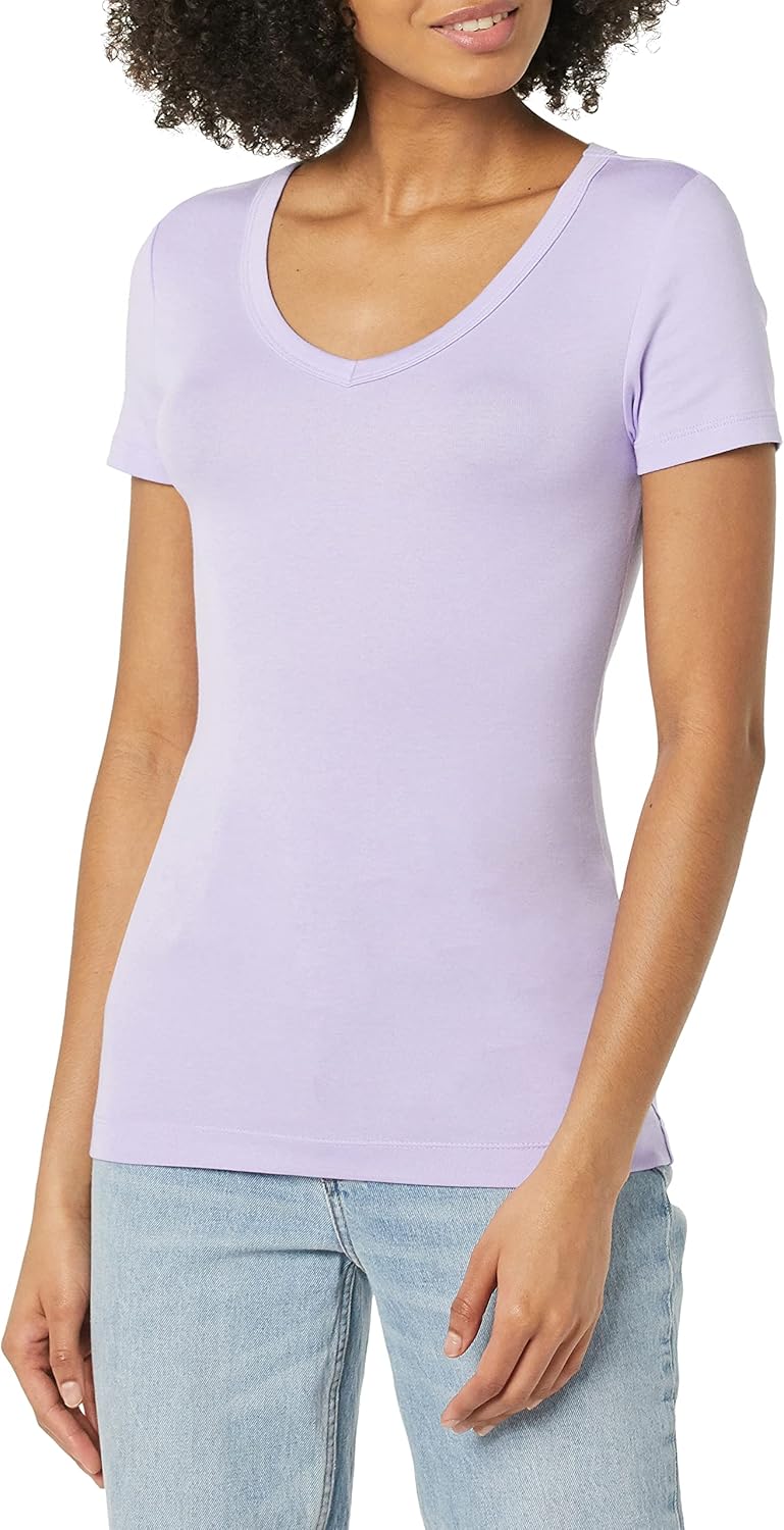 Women's Slim-Fit Short-Sleeve V-Neck T-Shirt, Pack of 2