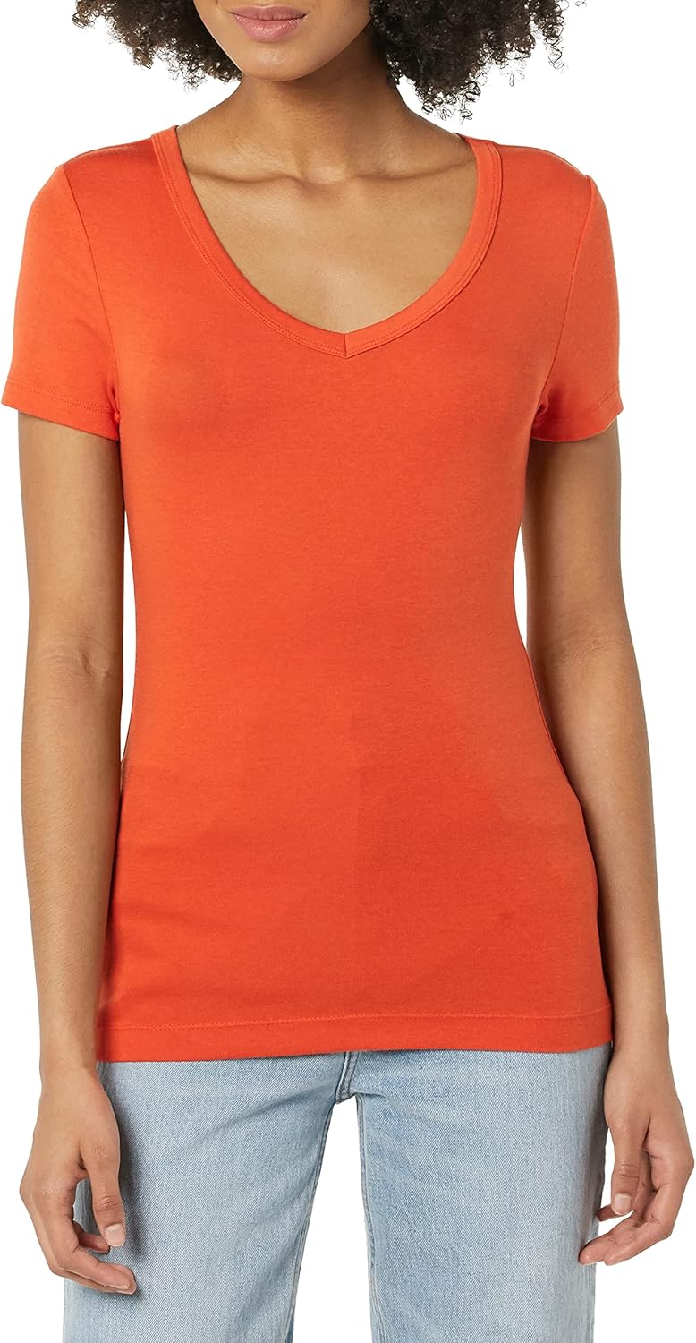 Women's Slim-Fit Short-Sleeve V-Neck T-Shirt, Pack of 2