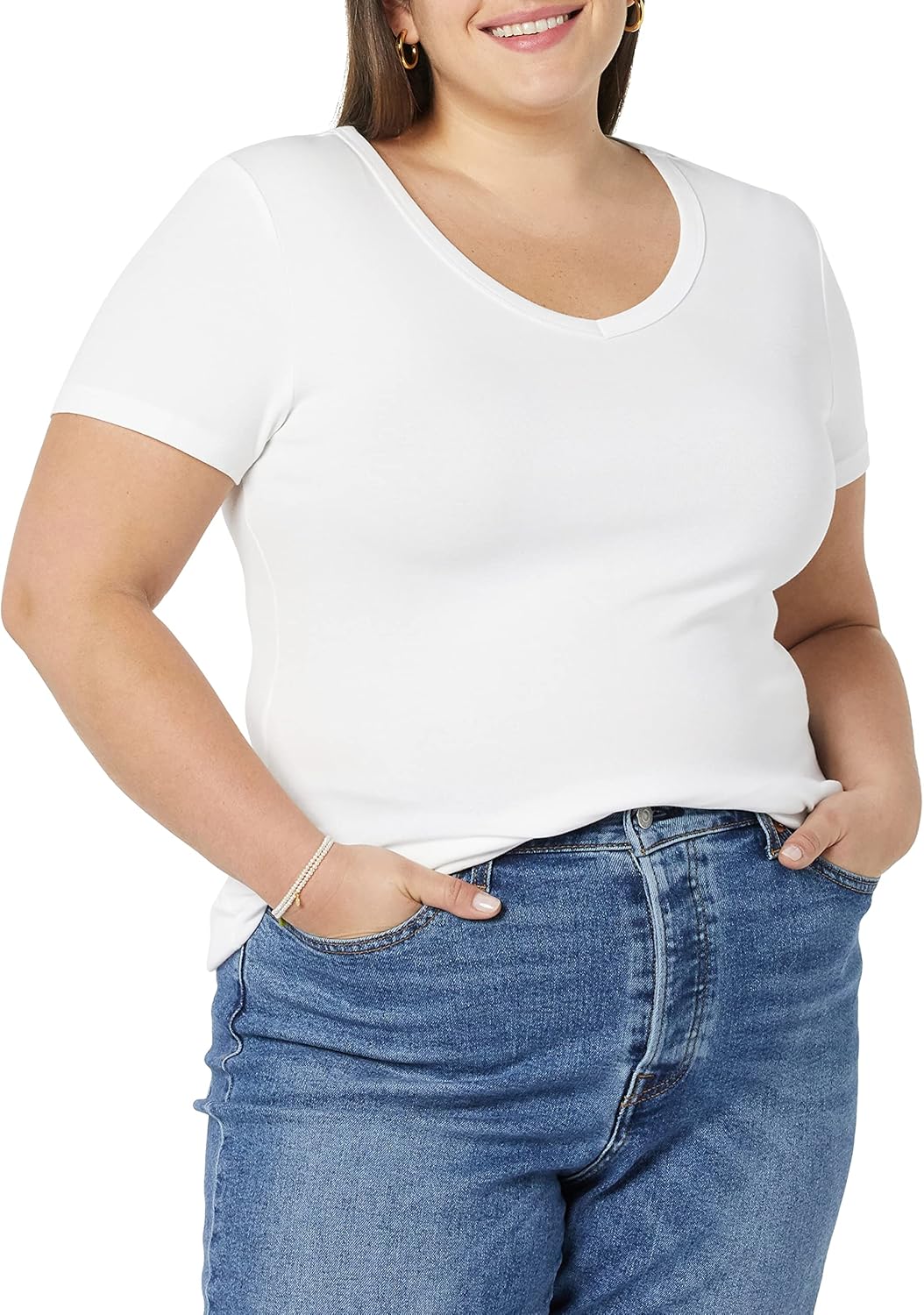 Women's Slim-Fit Short-Sleeve V-Neck T-Shirt, Pack of 2