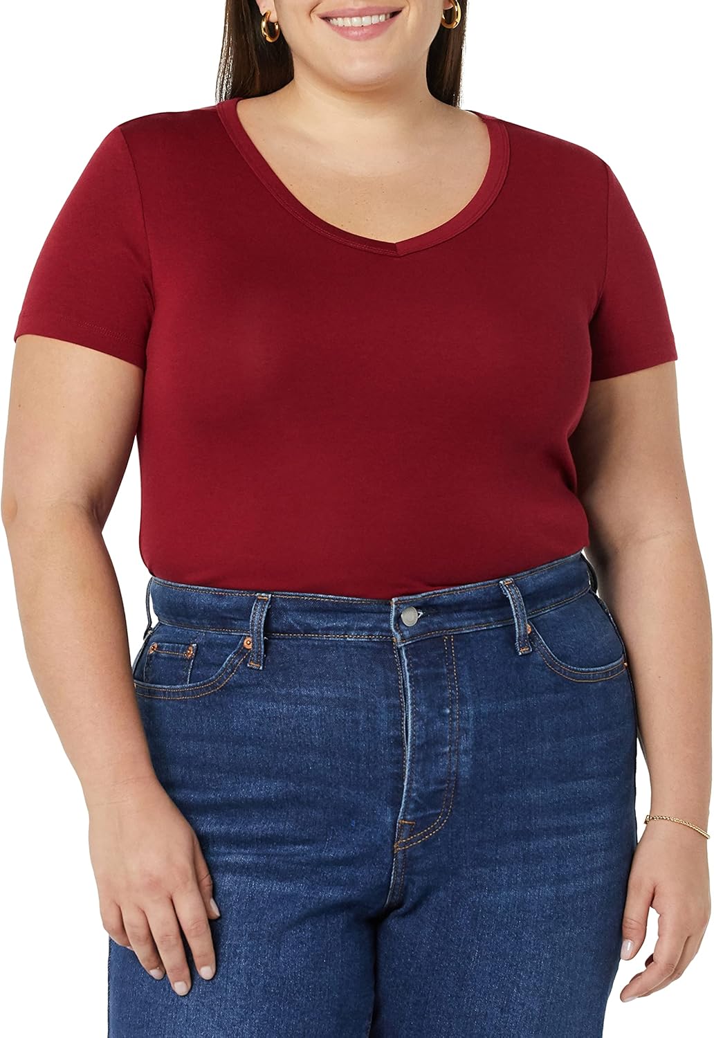 Women's Slim-Fit Short-Sleeve V-Neck T-Shirt, Pack of 2