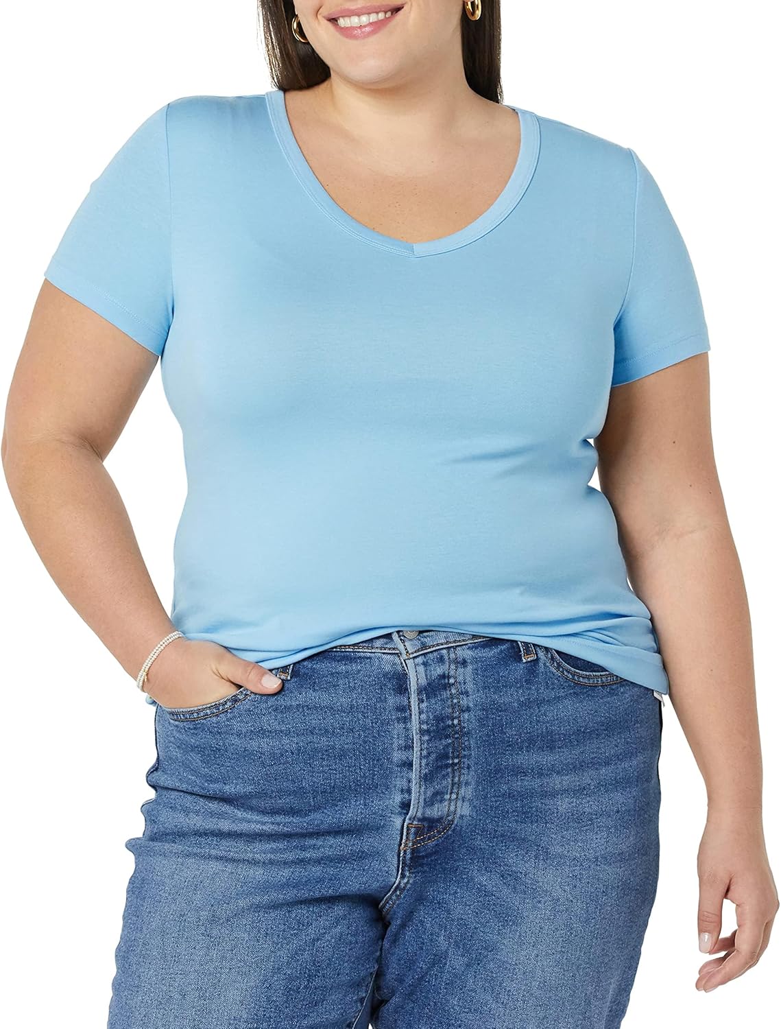 Women's Slim-Fit Short-Sleeve V-Neck T-Shirt, Pack of 2